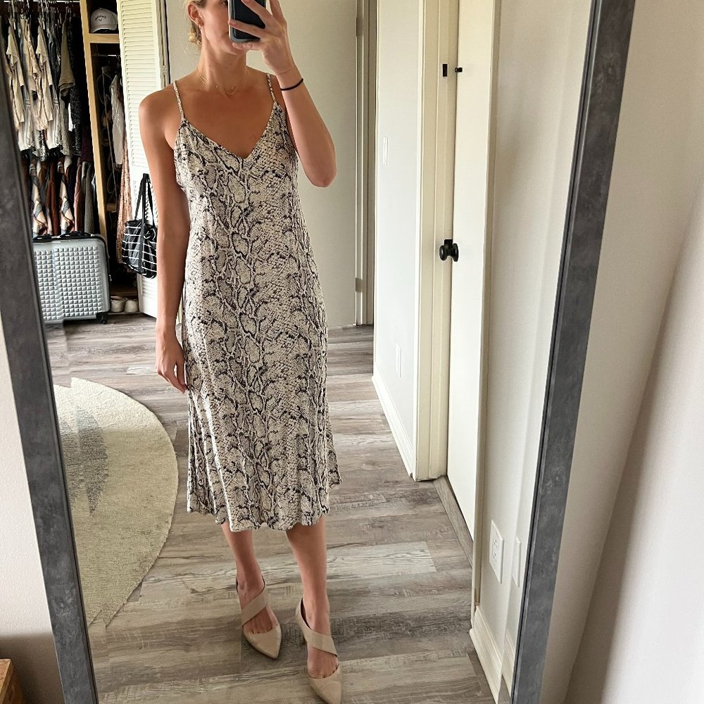 Reformation Snake Print Slip Dress